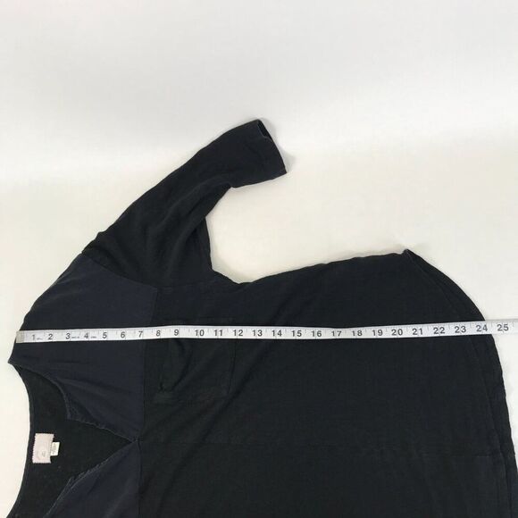 Anthropologie Postmark Linen Silk Pocket Tee Women's Size Small Black 9-H15 STCL - Picture 7 of 10